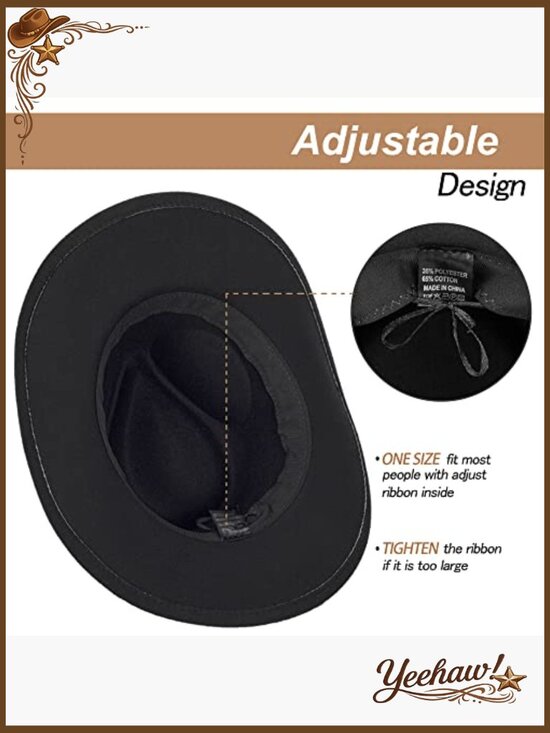 Medium Felt Cowboy Hat with Studded Belt Buckle, Adjustable Strap main image 7